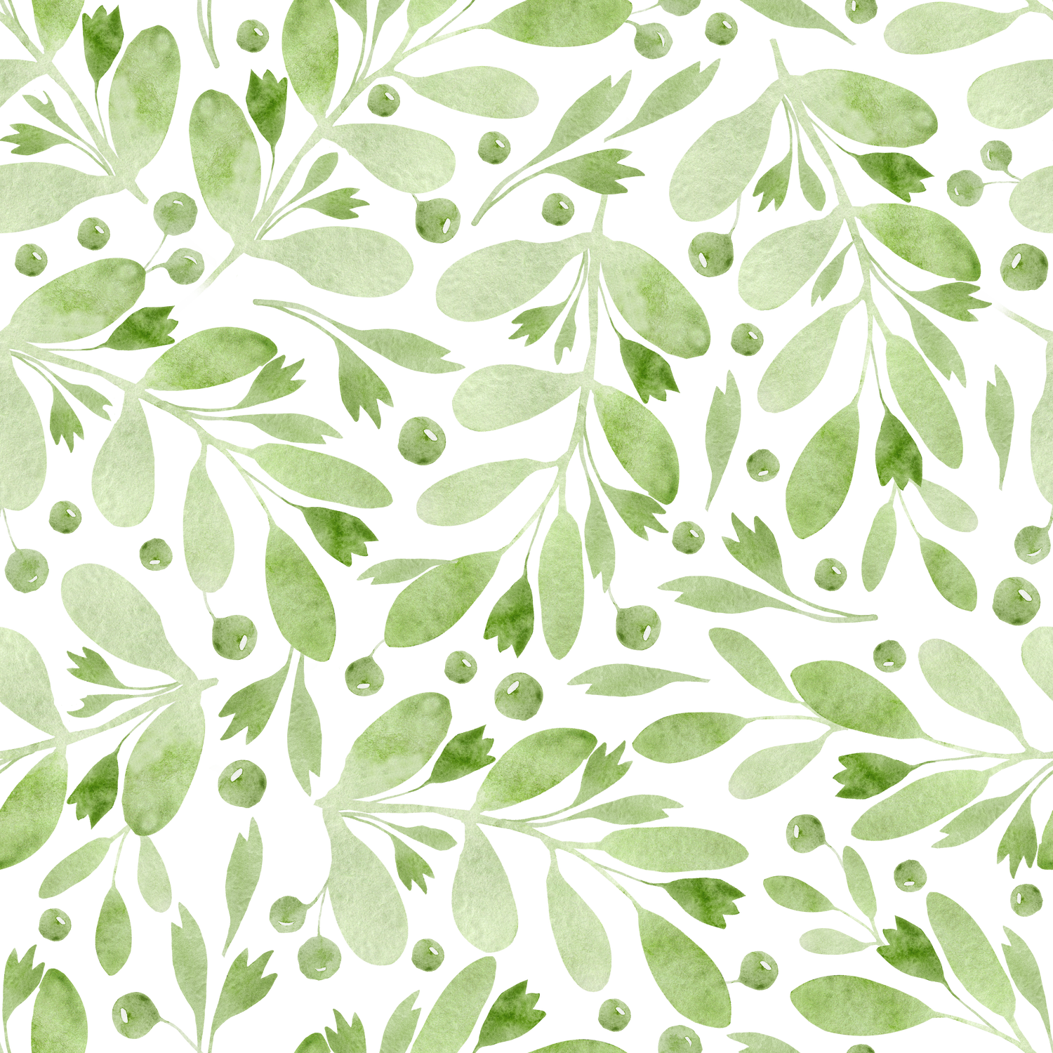 Seamless pattern with delicate greenery, transparent spring background